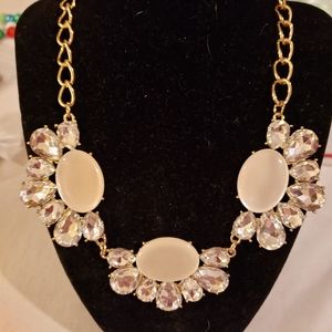 Gorgeous Rhinestone Gold Necklace Earrings Set